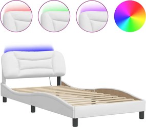 vidaXL Cadru de pat cu LED fără saltea, Hvar, alb, 100x203 cm