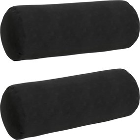 vidaXL Perne Bolster 2 pcs Negru Ø 25 x 70 cm Țesătură din corduroy