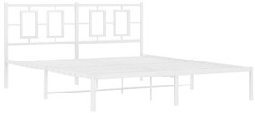 374293 vidaXL Cadru de pat metalic cu tăblie, alb, 160x200 cm