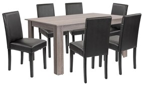 Set de masă Leon 6+1 stejar York-negru