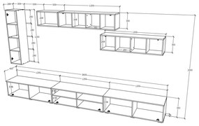 Living haaus Haga V20, Antracit/Stejar Wotan, L 360 cm