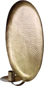 Sfeșnic de perete pentru lumânări, metal, finisaj alamă antichizată, 1 braț, 21 x 11,5 x 30,5 cm, „Margot"
