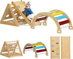 AIYAPLAY Cadru de cățărat interior, triunghi de cățărat 7 în 1 cu tobogan, arc de cățărat, multicolor | Aosom Romania