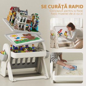 AIYAPLAY Set Masă și Scaun pentru Copii 3 în 1 cu Masă de Construcție, Tablă, Suport Convertibil și Containere, Masă Multiactivitate cu Scaun de Plastic pentru Copii 2-4 Ani pentru Cameră Copii | Aosom Romania