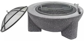 Focar portabil cu grătar, 79,5 x 38 cm, negru/granit închis
