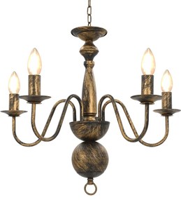 vidaXL Candelabru antichizat, negru, 5 becuri E14