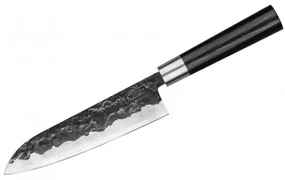 Cutit santoku Samura Black Smith, otel carbon, HRC 58, lama 18 cm