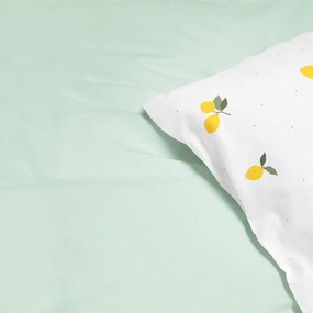 Goldea lenjerie de pat din 100% bumbac duo - lămâie cu mentă deschisă 200 x 220 și 2buc 50 x 70 cm (din două bucăți, cusătură pe mijloc)