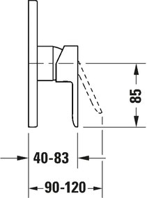 Duravit DC4210010046 - Baterie de duș pentru instalare încastrată D-CODE, negru mat