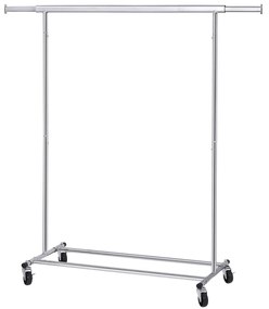 Suport mobil cu roti pentru haine, Songmics, reglabil, metal, argintiu, max 90 kg, 92x45.4x160 cm