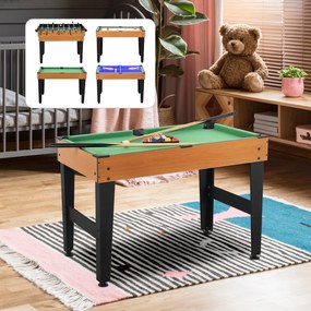 HOMCOM Masă de Joc 4 în 1 cu Fotbal de Masă, Biliard, Ping-Pong și Air Hockey, Vârstă 6+ Ani, 107x61x84,5 cm, Multicolor | Aosom Romania