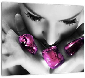 Tablou abstract - pietre violet în palma mâinii (Tablou)