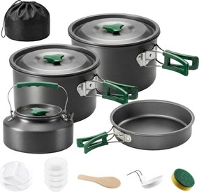 Outsunny Set de Vase pentru Camping 4-5 Persoane, Kit Gătit din Aluminiu, Gri | Aosom Romania