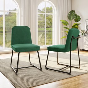 Set de 2 scaune de sufragerie din catifea, scaun tapițat cu spătar pentru sufragerie/living, 46x45x81,5 cm, Verde