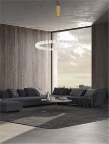Lustra LED suspendata, dimabila, deosebita design lux PERLA opal, auriu 80cm