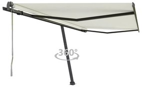 vidaXL Copertină autonomă retractabilă automat, crem, 400x350 cm