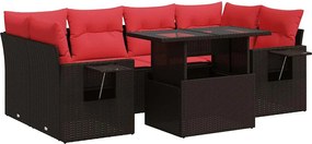 vidaXL Set canapele grădină cu perne 7 piese maro poliratan/lemn acacia