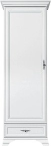 Dulap alb living IDENTO, PAL, cu o usa si un sertar, 70x43x210 cm