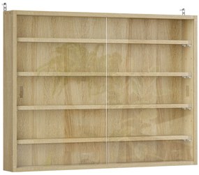 HOMCOM Vitrină Culoarea Lemnului cu 5 Rafturi Reglabile și Uși din Sticlă | Aosom Romania