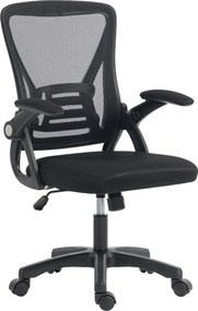 HOMCOM Scaun de birou ergonomic, fotoliu de birou din plasă, cotiere rabatabile, înălțime reglabilă, 59,5x56x103cm, negru | Aosom Romania