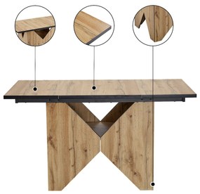 Masă de sufragerie modernă cu model de fibre de lemn, Maro deschis | Aosom Romania