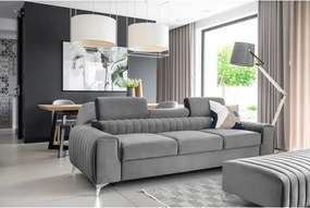 Canapea gri deschis extensibilă cu tapițerie din catifea 261 cm Laurence – ELTAP