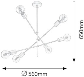 Rabalux 2104 - Lustră pe tijă LANNY 6xE27/15W/230V