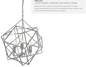 Lustra moderna design geometric Cube 3L crom 7863-3CC SRT