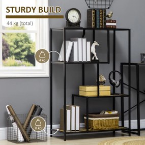 Biblioteca in stil industrial modern cu 4 rafturi, rafturi din lemn si metal pentru sufragerie si birou, 83x34x180cm maro HOMCOM | Aosom RO