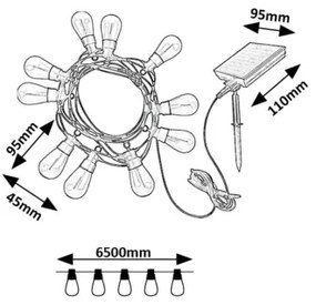 Lanț LED solar Rabalux 77165 ZIRC LED/3,6W/3,7V 1200mAh IP44