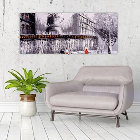 Tablou - Pictură în ulei a orașului II. (120x50 cm)