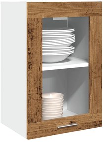 vidaXL Dulap de sticlă suspendat “Lyon” lemn vechi 40x31x60 cm