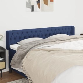 3119132 vidaXL Tăblie de pat cu aripioare, albastru, 203x16x78/88 cm textil