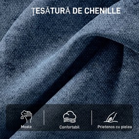 HOMCOM Fotoliu de Living Pivotant Îmbrăcat în Chenilă cu Șezut Lat, Fotoliu Modern pentru Dormitor cu Picioare Metalice, Albastru Închis | Aosom Romania