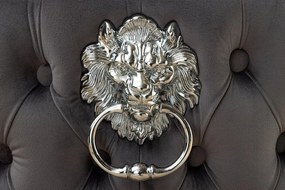 Set 2 scaune Stil Baroc, Catifea, Gri, Lemn, Negru, CASTLE DELUXE