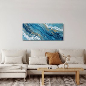 Tablou - Marmură bleu cu aur II. (120x50 cm)