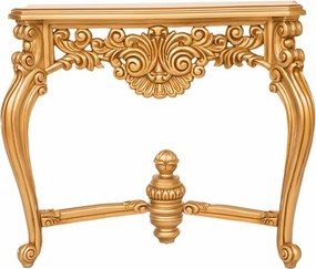 Set lemn masiv Consolă și Oglindă Sculptată Auriu