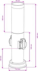 Brilagi Lampă de exterior NOVA cu 2 prize SCHUKO, 1xE27/15W/230V, 40 cm, IP44, antracit