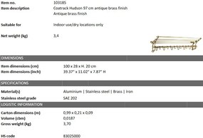 Suport haine design LUX Hudson L, alama antica 103185 HZ