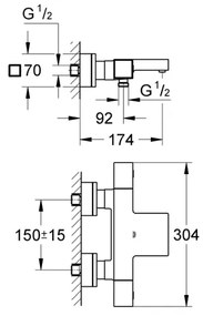 GROHE 34497000 - Baterie termostatică pentru cadă GROHTHERM CUBE DN 15, crom lucios