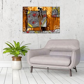 Tablou pe sticlă picturii străveche (70x50 cm)
