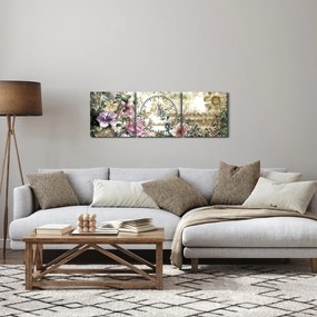 Tablou - Flori de design (cu ceas) (90x30 cm)