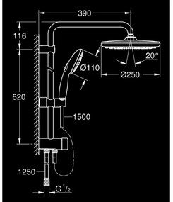 GROHE 266802431 - Sistem de duș VITALIO START SYSTEM 250 390 mm negru
