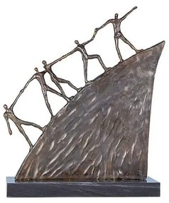 Sculptura bronz masiv "Progresam impreuna" 43cm