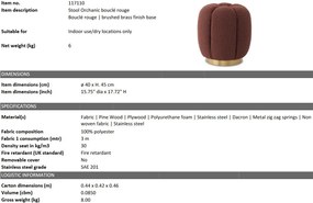 Taburete elegant design LUX Orchanic, Bouclé rouge