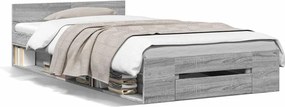 vidaXL Cadru de pat cu sertar gri sonoma 90x190 cm lemn prelucrat