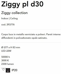 Plafoniera LED design modern Ziggy pl d30 alba