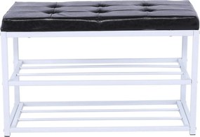 Pantofar LYROS, negru/alb, piele ecologica/metal, 70x35x45 cm