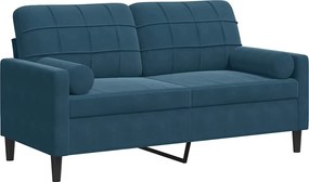 vidaXL Canapea cu 2 locuri cu pernuțe, albastru, 140 cm, catifea