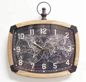Ceas de perete oval Tonneau Harta Lumii 56x59,5x6,5 cm